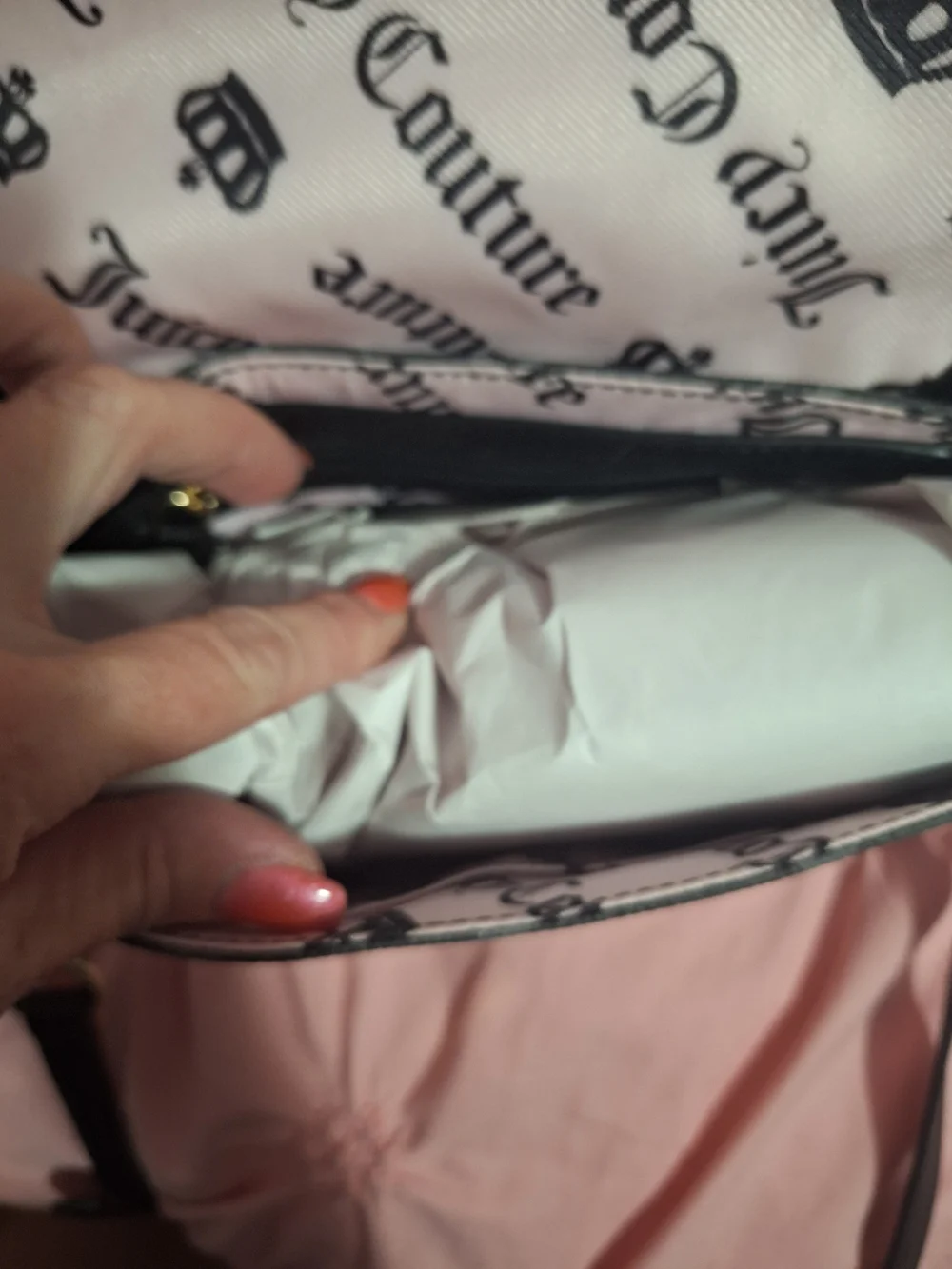 EXCLUSIVE Juicy Couture Black Patterned Crossbody with Gold Hardware